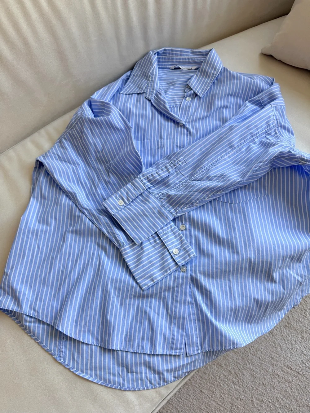 Zara Light Blue and White Striped women Button-Down Shirt - Picture 5 of 5